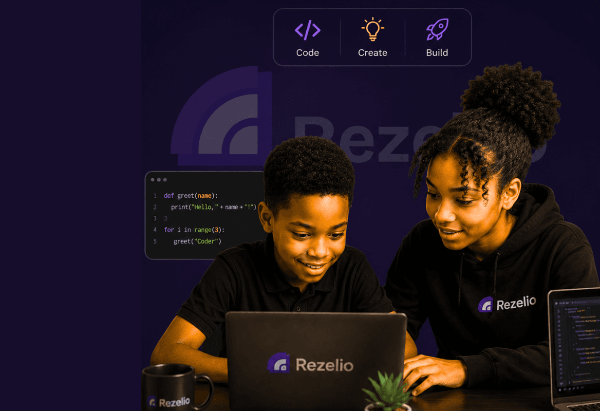A child learning with a mentor on Rezelio